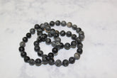 Charcoal Emporer Snowflake Obsidian Beaded Stretch Bracelet